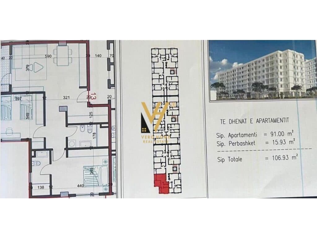 Shitet Apartament 2+1+2+ballkon ne Kamez 106 m2