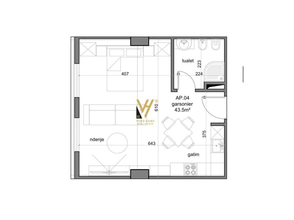 Shitet Garsoniere ne Golem 52 m2
