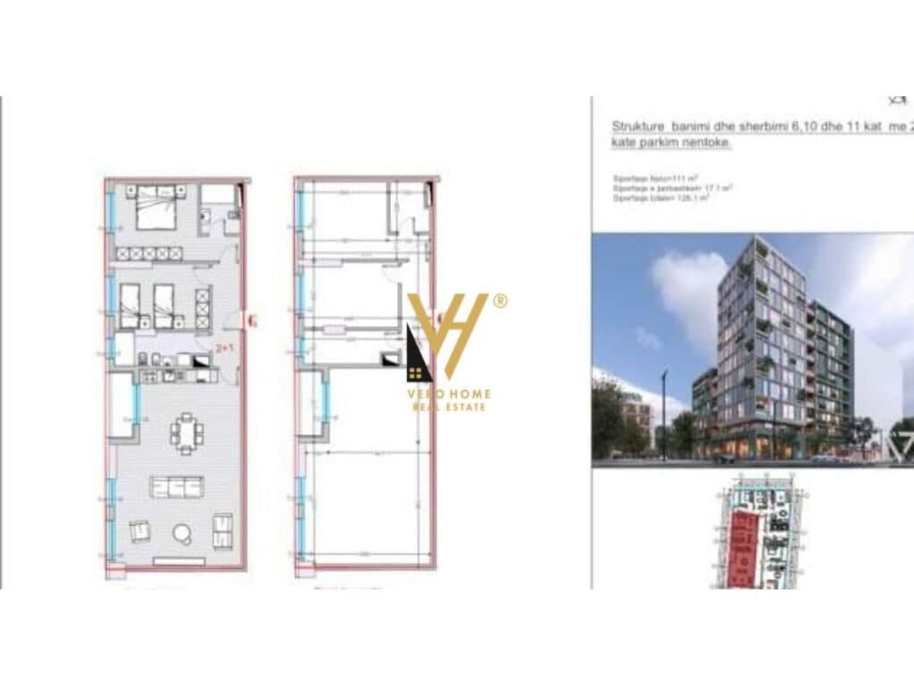 Shitet Apartament 2+1+2+ballkon te Bulevardi i Ri 128 m2