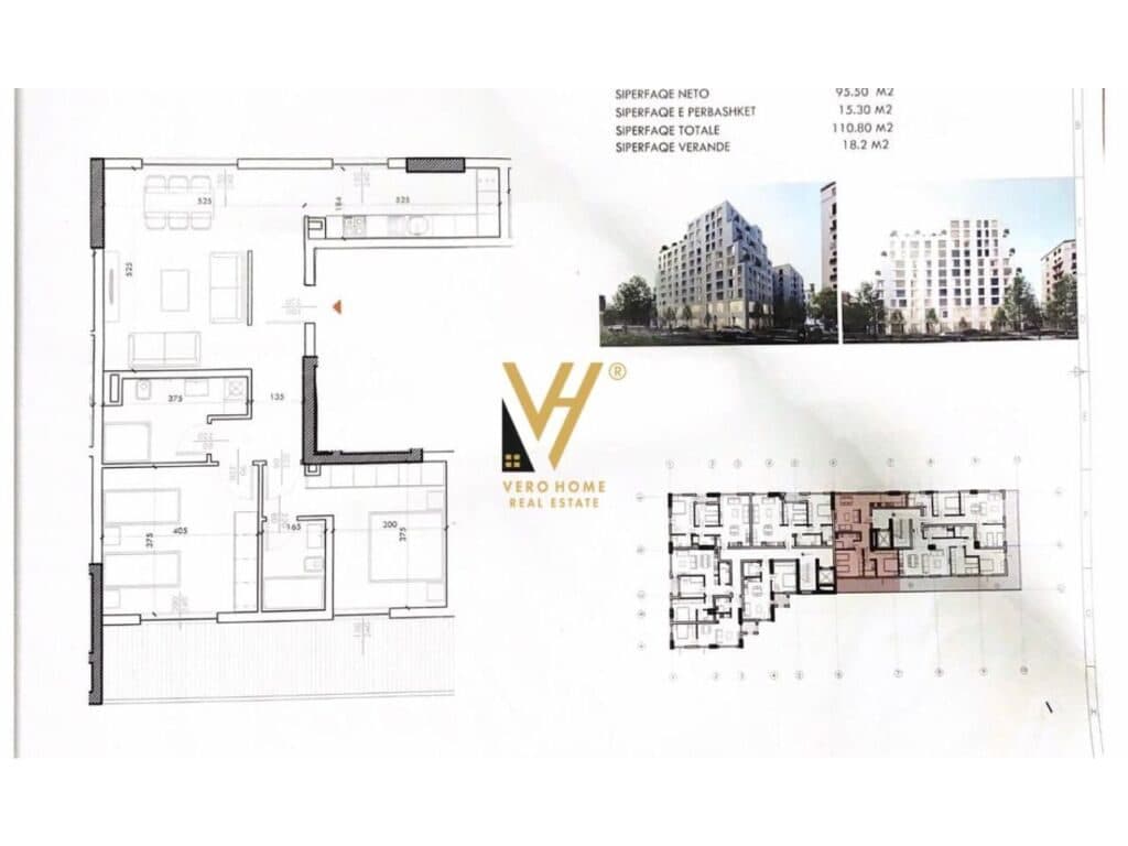 Shitet Apartament 2+1+2+ballkon te White Tower , Komuna e Parisit 110 m2