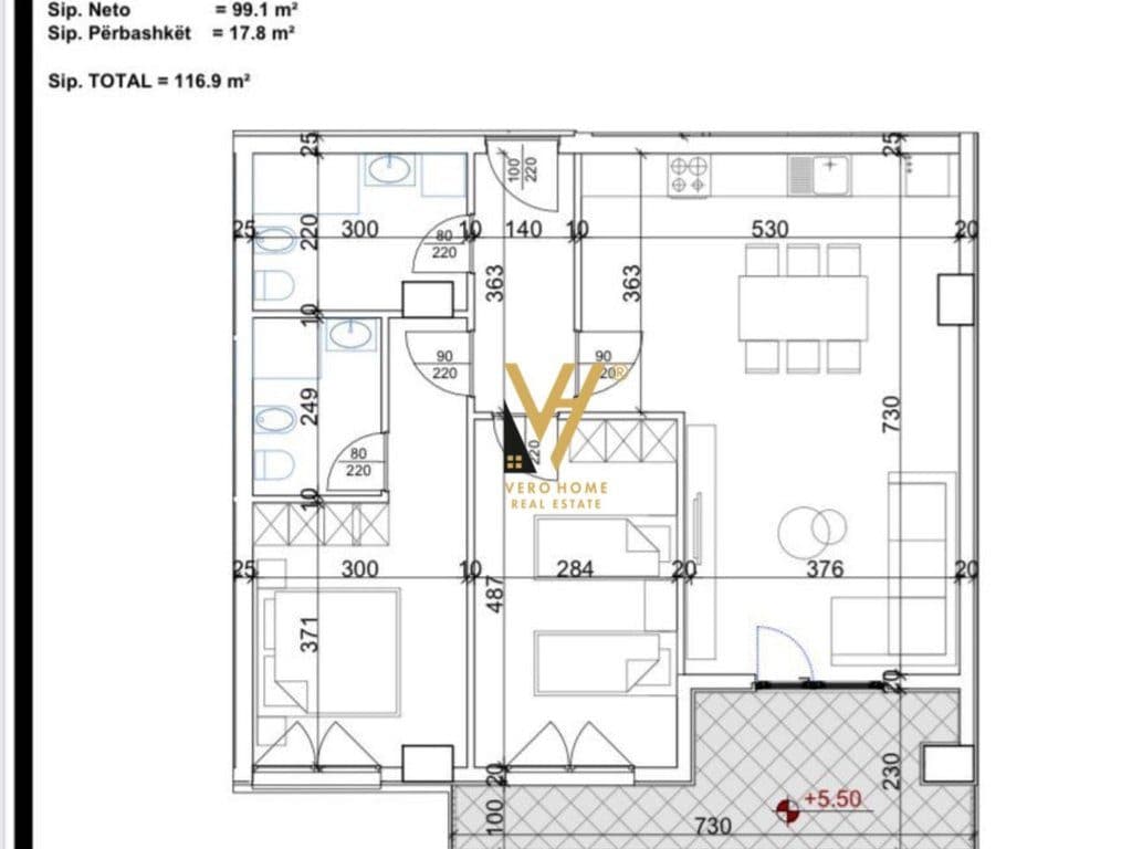 SHITET APARTAMENT 2+1+BLK TE ZOGU I ZI 186.000 EURO