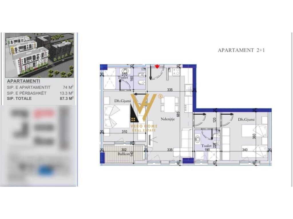 Okazion Shitet Apartament 2+1+2+ballkon te Kompleksi Nova , Te Ish Shqiponja 87 m2