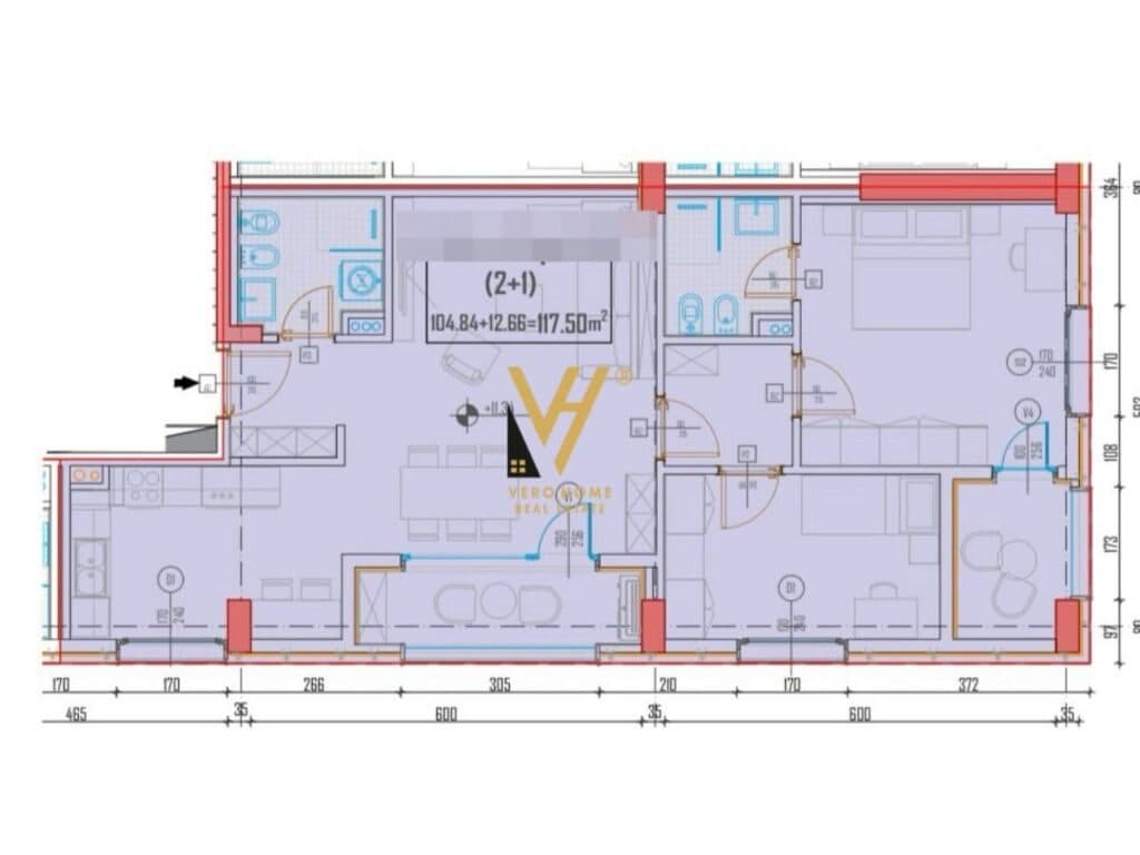 Shitet Apartament 2+1+2 te Kompleksi Akses Tirana, Laprake 117 m2