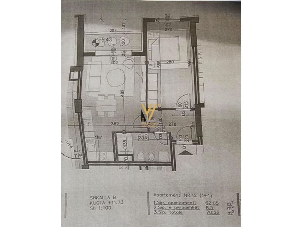 Shitet Apartament 1+1+ballkon te Kodra e Priftit 70 m2