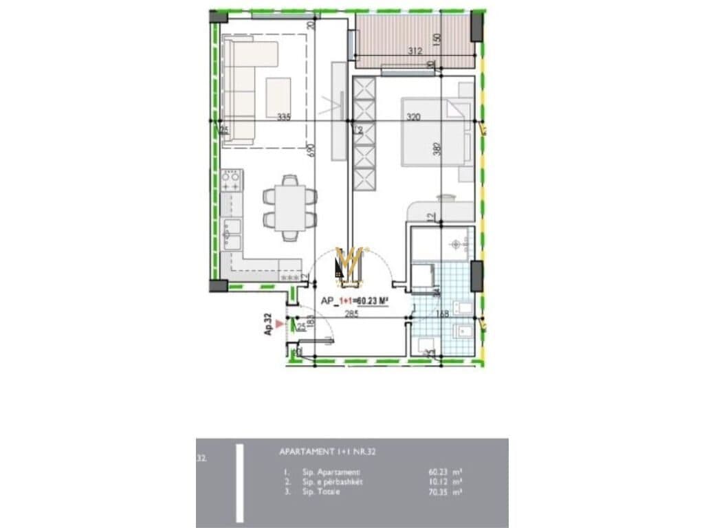 Shitet Apartament 1+1+ballkon ne Kamez 70 m2