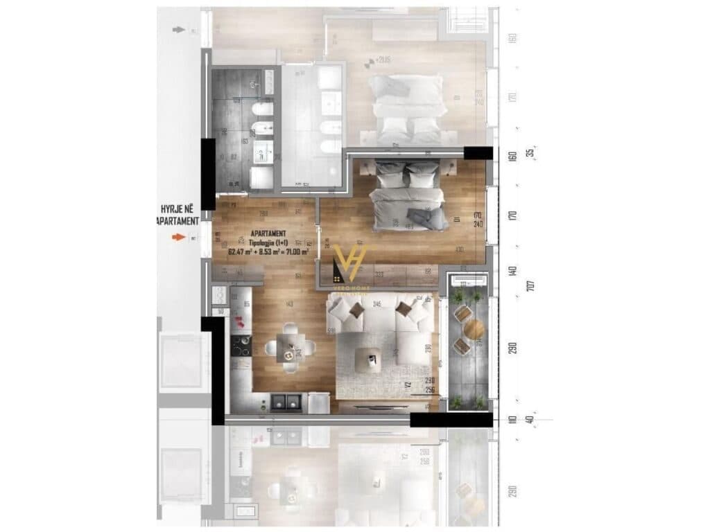 Shitet Apartament 1+1+ballkon te Kompleksi Matrix 71 m2