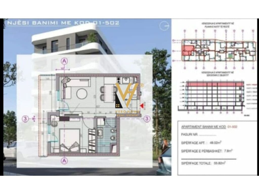 Shitet Apartament 1+1+ballkon ne Golem 69 m2