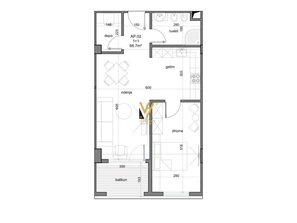 Shitet Apartament 1+1+ballkon ne Golem 80 m2