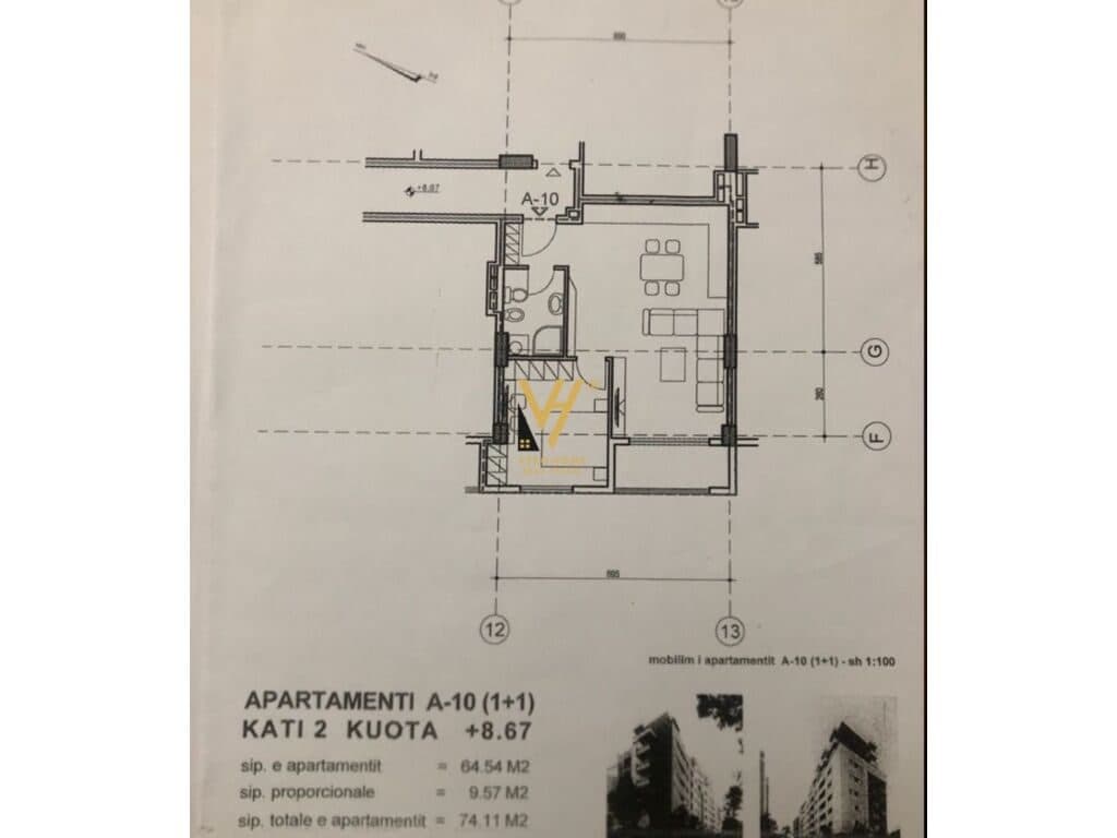 Shitet Apartament 1+1+ballkon ne Qender 74 m2