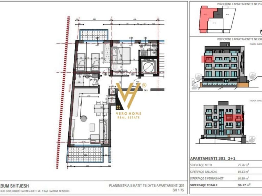 Shitet Apartament 2+1+2 ne Sarande 96 m2