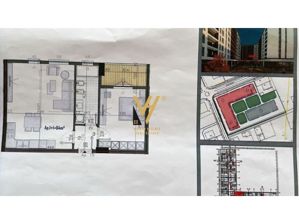 Shitet Apartament 1+1+ballkon ne Kamez 74 m2