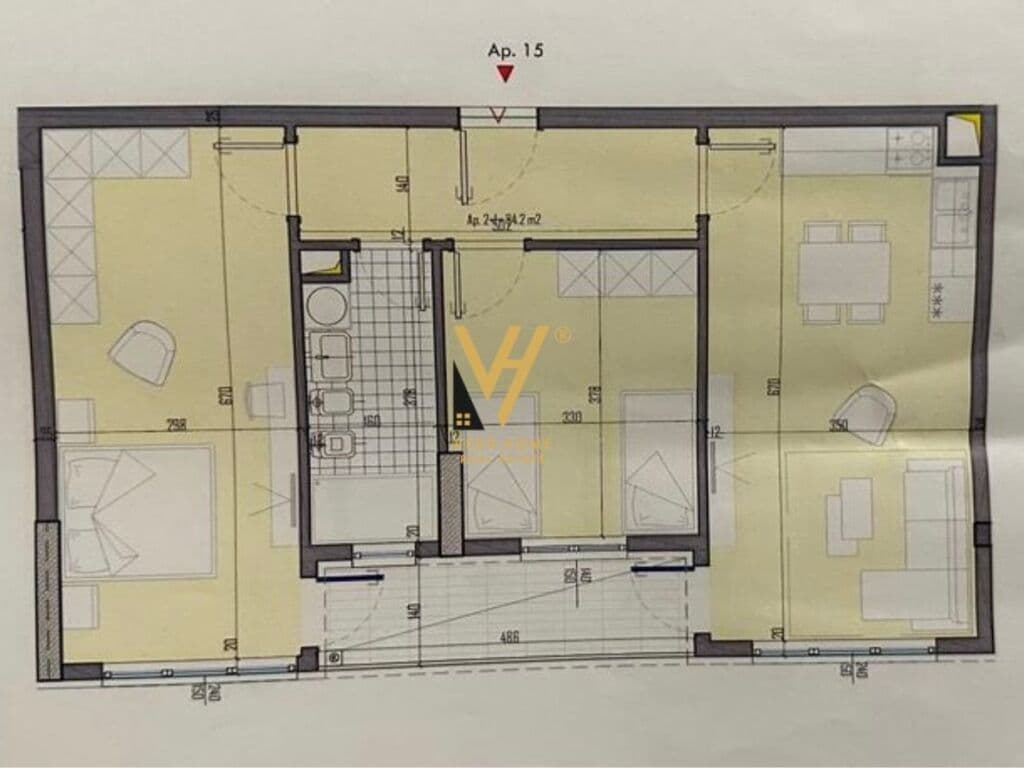 Shitet Apartament 2+1+ballkon te Univers City 96 m2