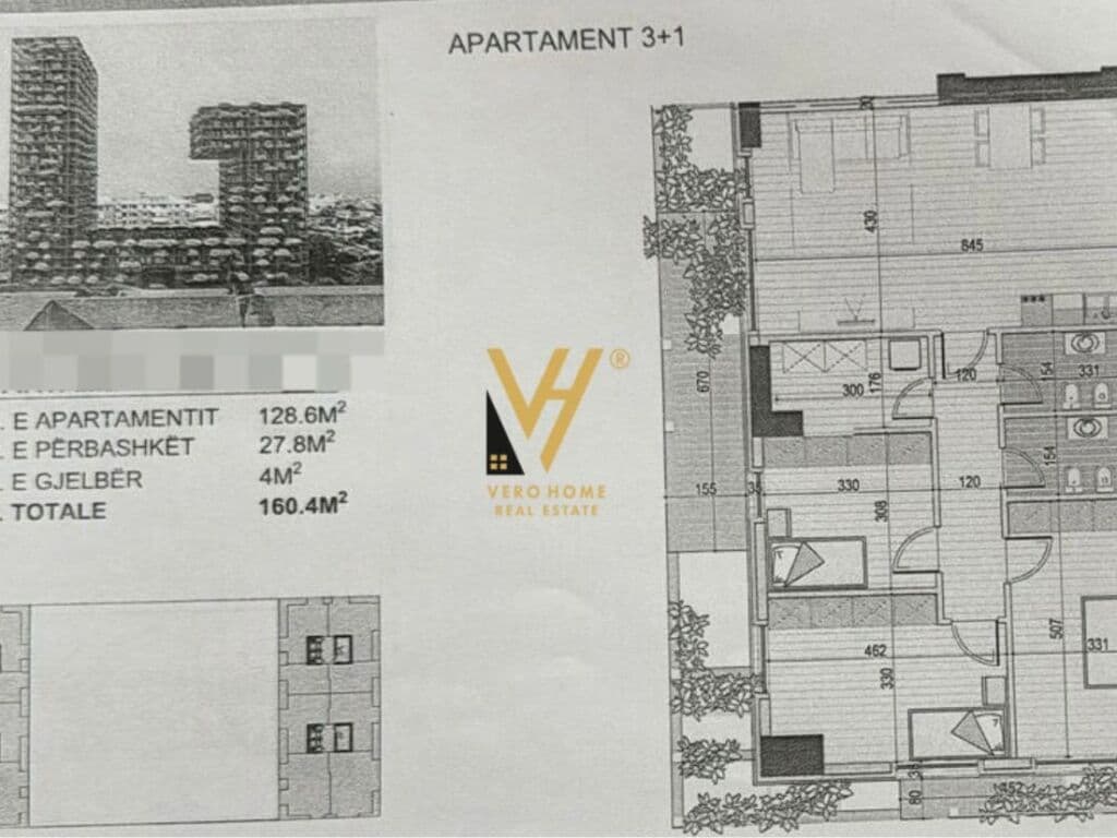Shitet Apartament 3+1+2+ballkon te Kompleksi Garden Building , Rruga e Kavajes 160 m2