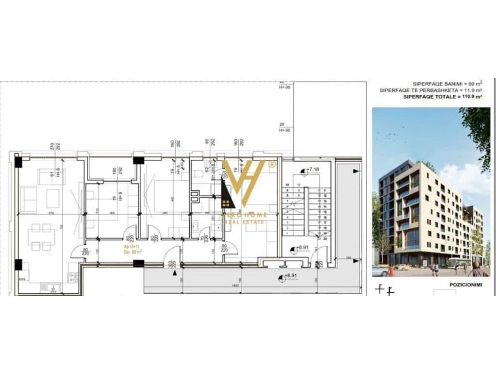 Shitet Apartament 3+1+2+ballkon te Nisharaku 110 m2