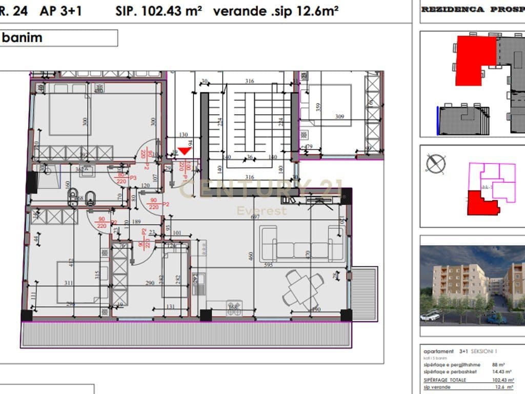 Kompleksi “Kodra e Liqenit”, Paskuqan-Shesim apartament 3+1me verande 2