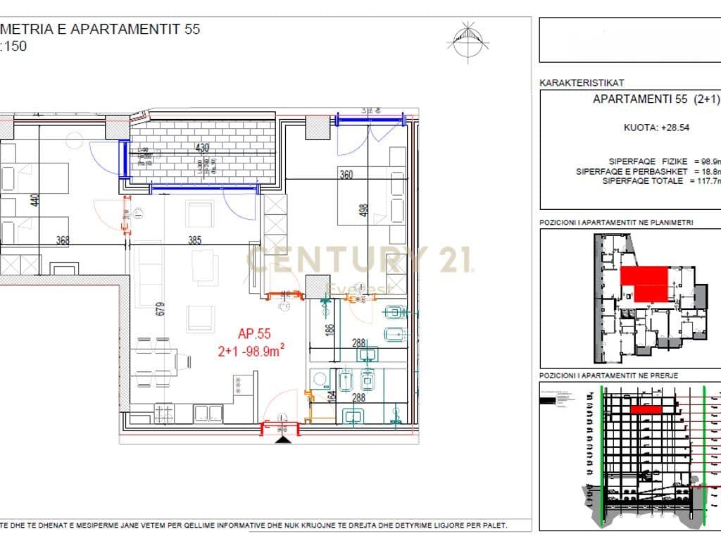 DON BOSKO, SHESIM APARTAMENT 2+1+POST PARKIMI !