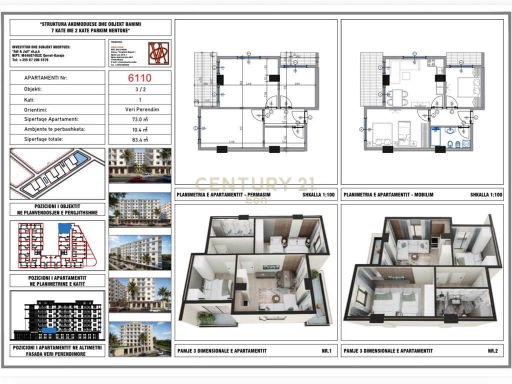 Shitet apartament 2+1 në Rezidencën "Blue Horizon" , Qerret – Pagesë me Këste !