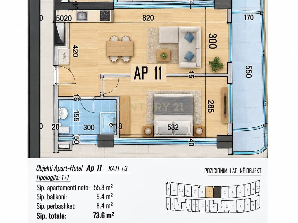 SHESIM APARTAMENT 1+1 PAGESE ME KESTE, TEK BONITA FAMILY, QERRET !