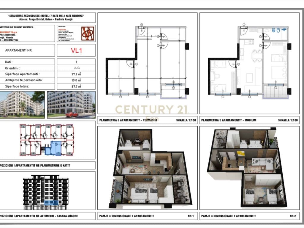 SHITET APARTAMENT 1+1 NE GOLEM, "V.M RESIDENCE" ,MUNDESI PAGESE ME KESTE PER 2 VITE ! 2