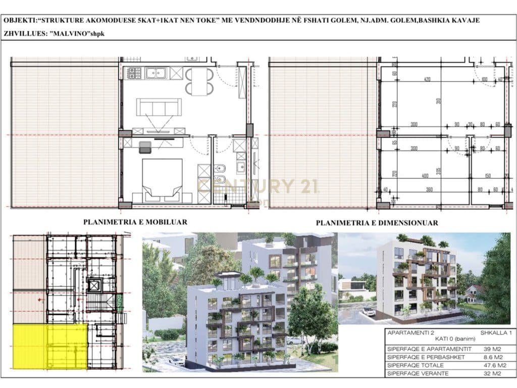 SHITET APARTAMENT 1+1 ME VERANDE NE MALIN E ROBIT ! 2