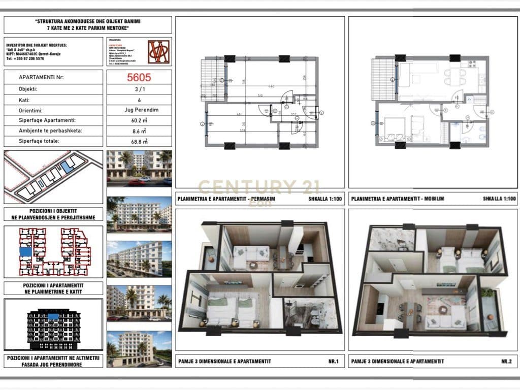 Shitet apartament 1+1 në Rezidencën "Blue Horizon" , Qerret – Pagesë me Këste !