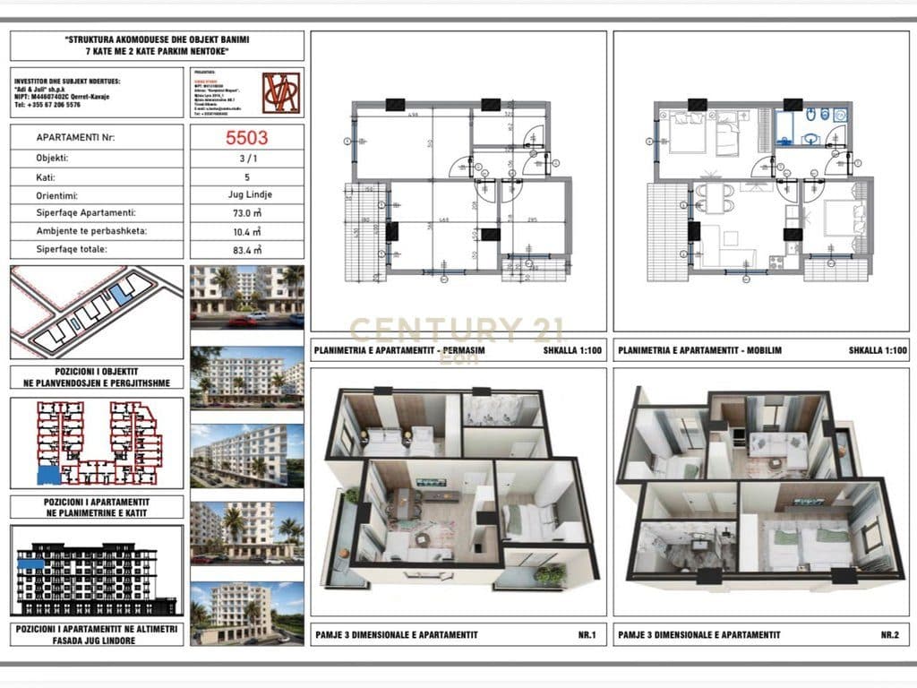Shitet apartament 2+1 në Rezidencën "Blue Horizon" , Qerret – Pagesë me Këste !