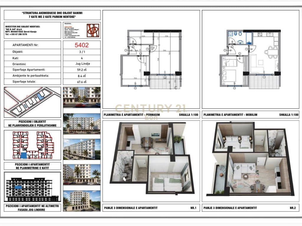 Shitet apartament 1+1 në Rezidencën "Blue Horizon" , Qerret – Pagesë me Këste !