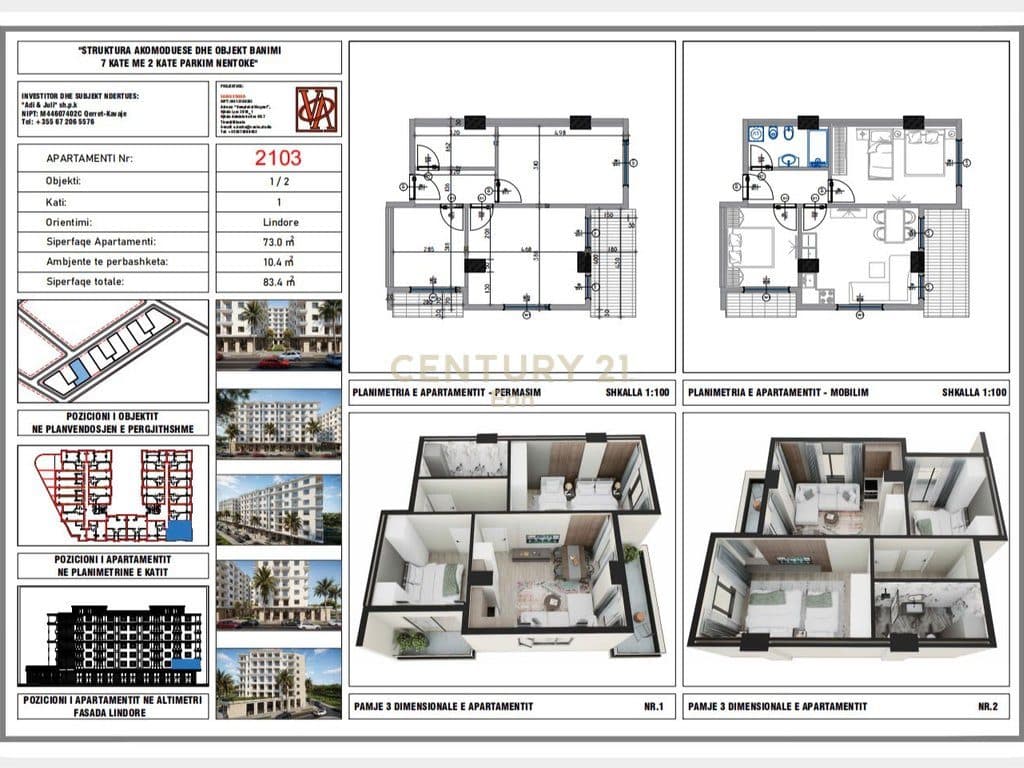 Shitet apartament 2+1 në Rezidencën "Blue Horizon" , Qerret – Pagesë me Këste !