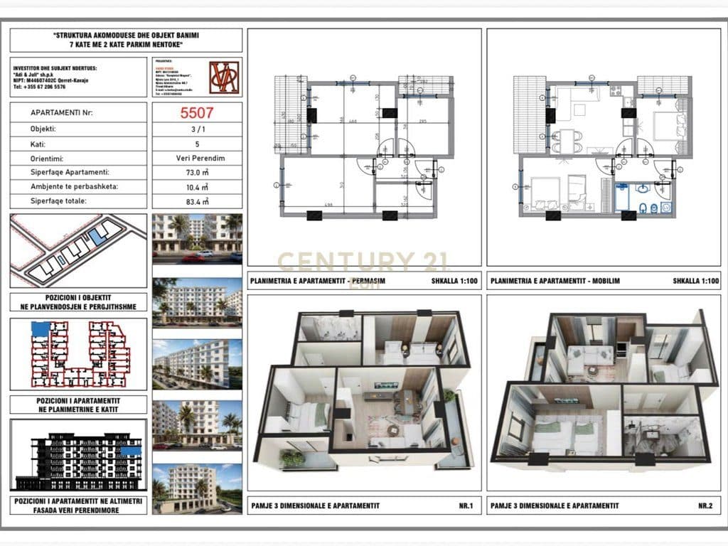 Shitet apartament 2+1 në Rezidencën "Blue Horizon" , Qerret – Pagesë me Këste !