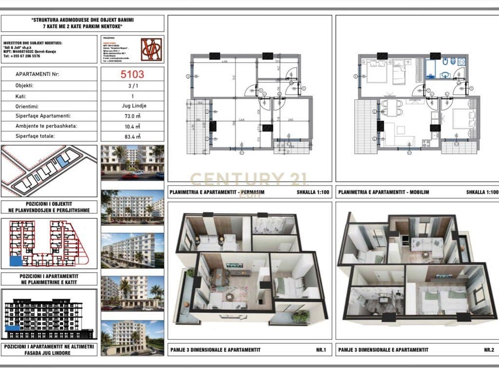 Shitet apartament 2+1 në Rezidencën "Blue Horizon" , Qerret – Pagesë me Këste !