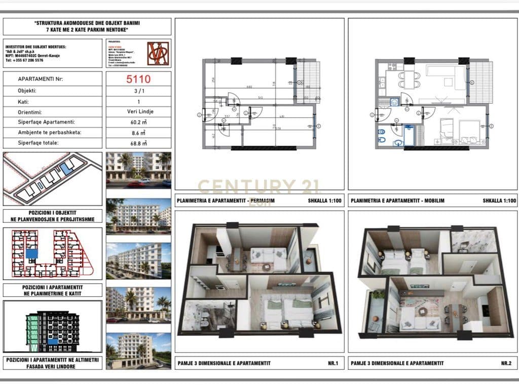 Shitet apartament 1+1 në Rezidencën "Blue Horizon" , Qerret – Pagesë me Këste !