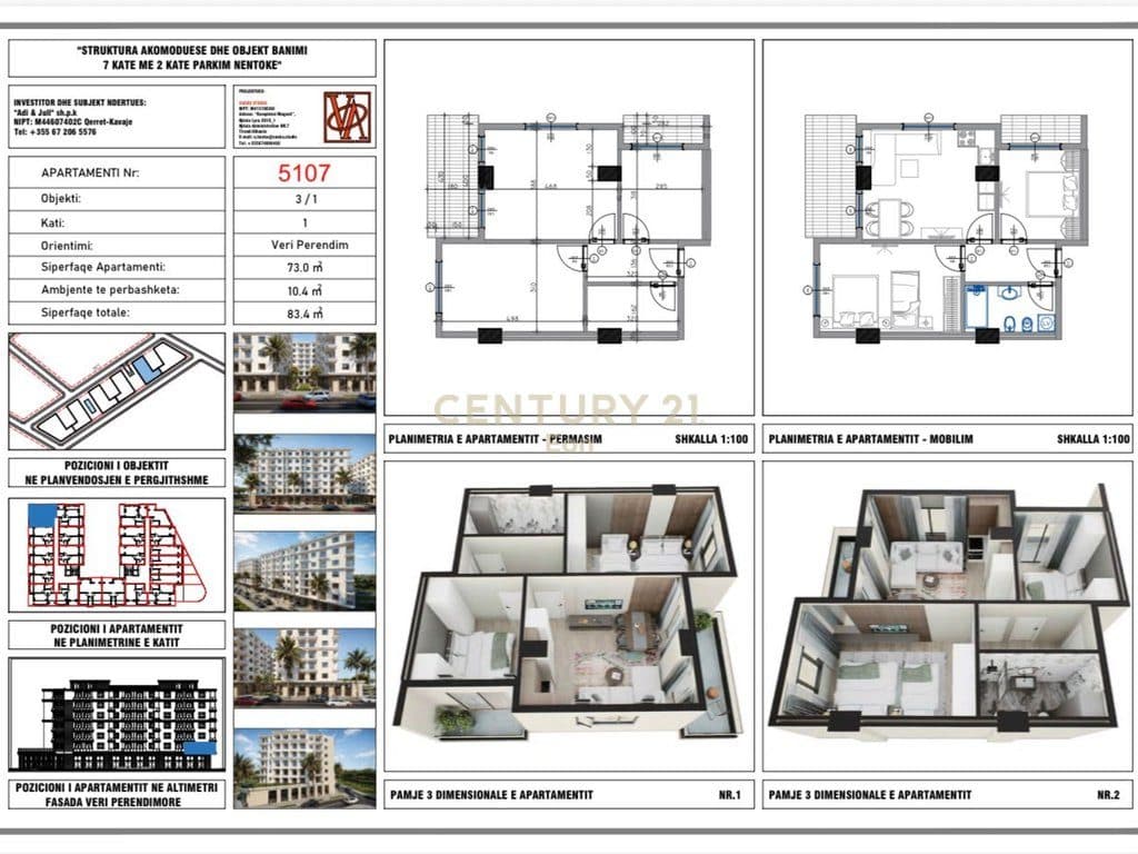 Shitet apartament 2+1 në Rezidencën "Blue Horizon" , Qerret – Pagesë me Këste !