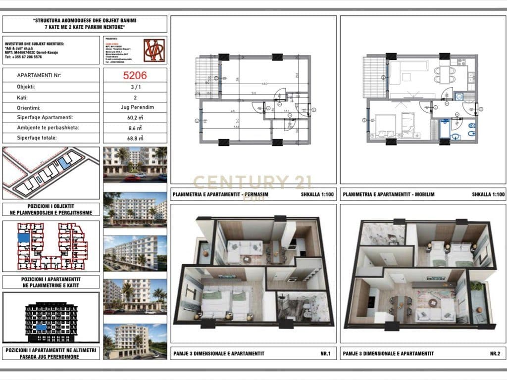 Shitet apartament 1+1 në Rezidencën "Blue Horizon" , Qerret – Pagesë me Këste !