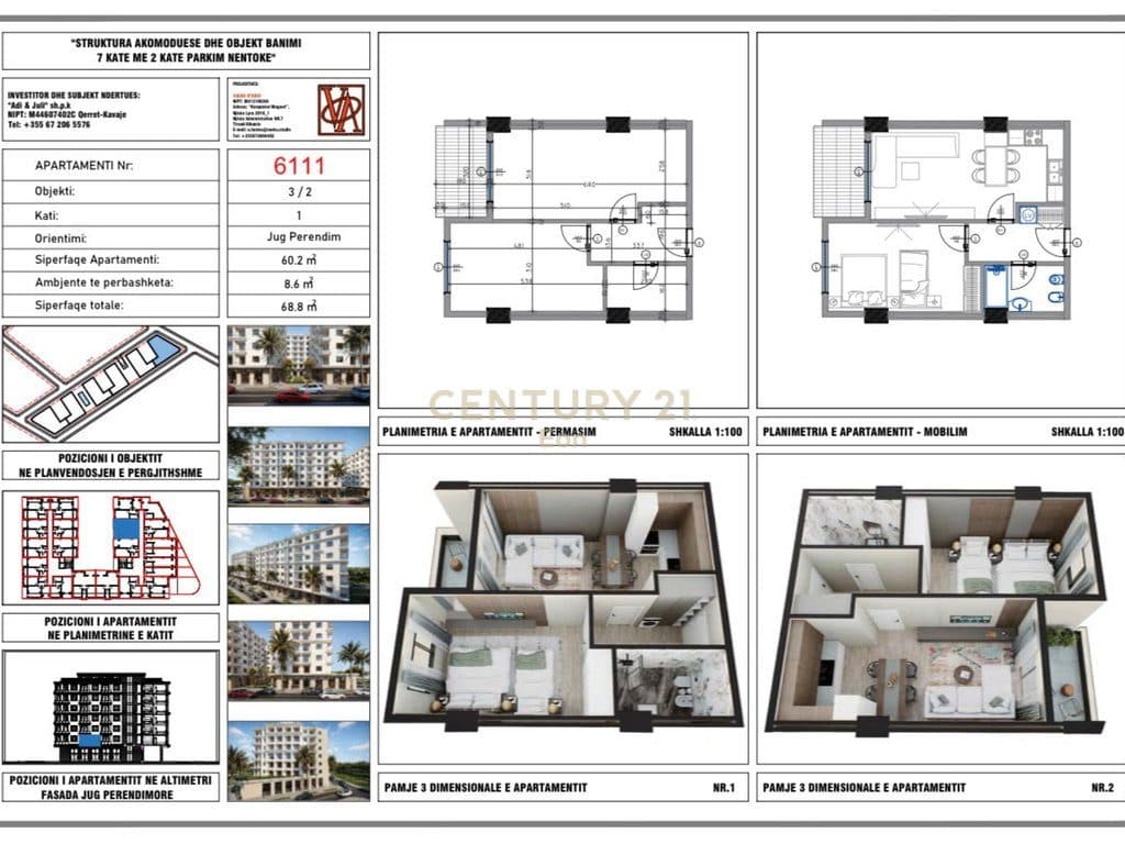 Shitet apartament 1+1 në Rezidencën "Blue Horizon" , Qerret – Pagesë me Këste !