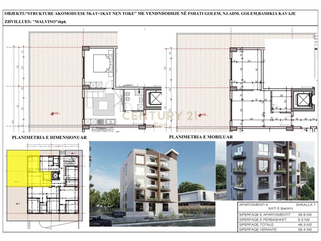 SHITET APARTAMENT 1+1 ME VERANDE NE MALIN E ROBIT !