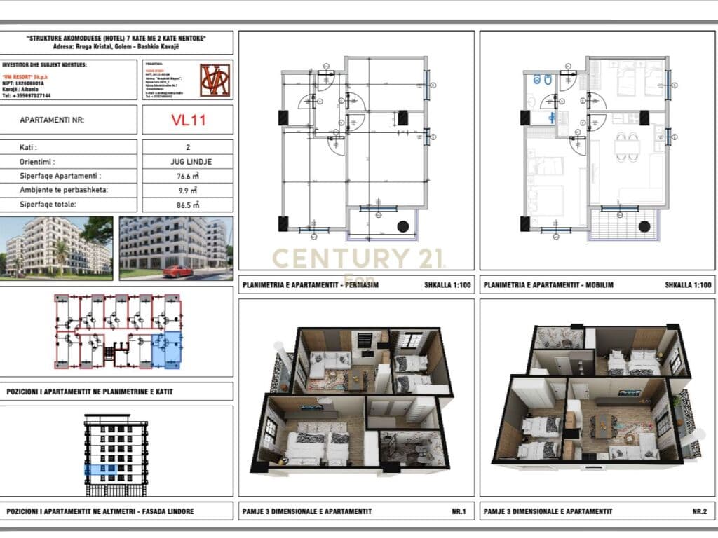 SHITET APARTAMENT 2+1 NE GOLEM, "V.M RESIDENCE" ,MUNDESI PAGESE ME KESTE PER 2 VITE ! 2