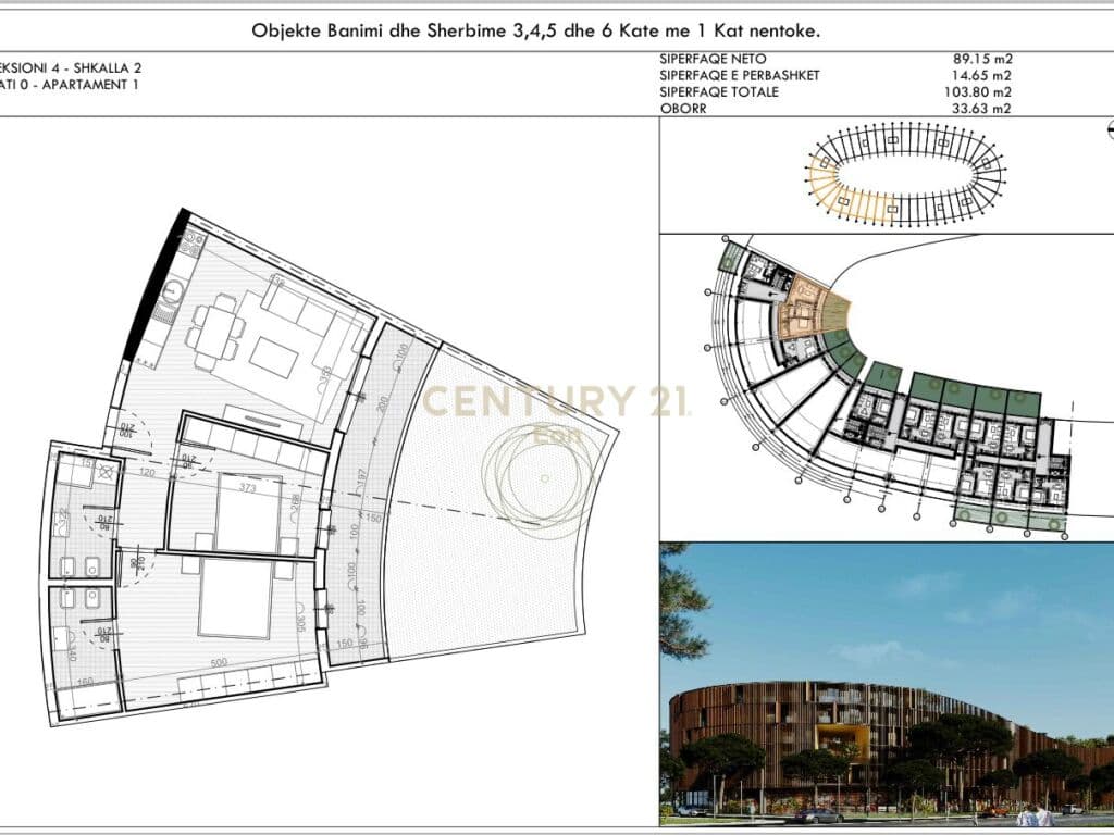 Apartament 2+1+2 për shitje në Golem,