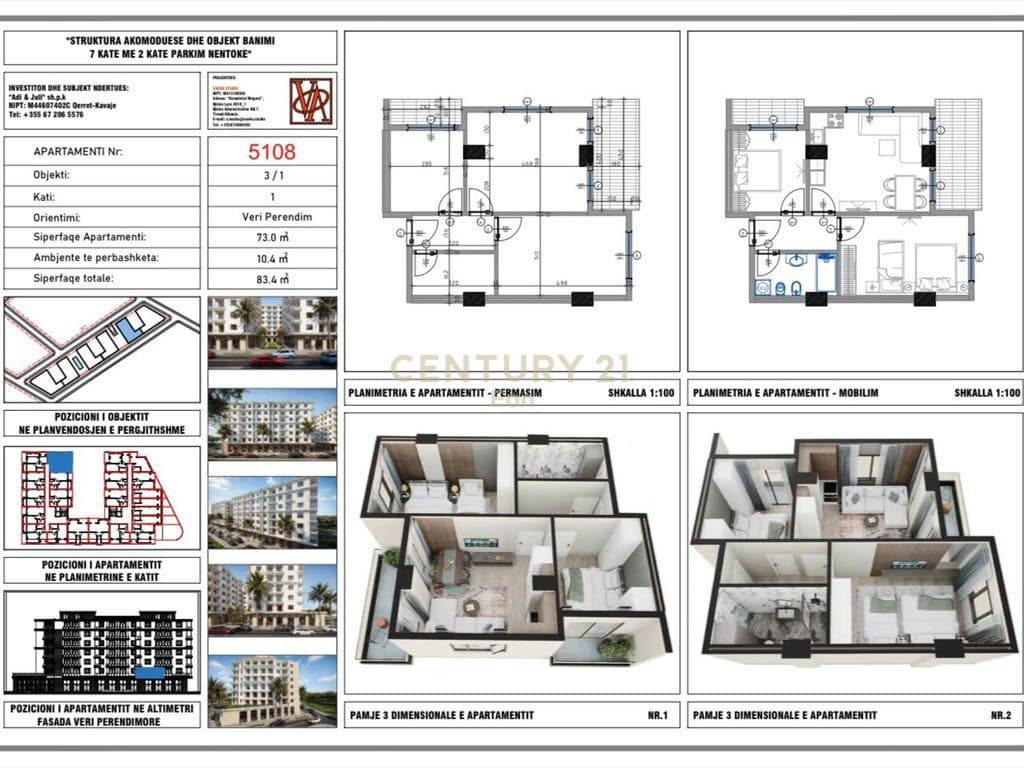 Shitet apartament 2+1 në Rezidencën "Blue Horizon" , Qerret – Pagesë me Këste !