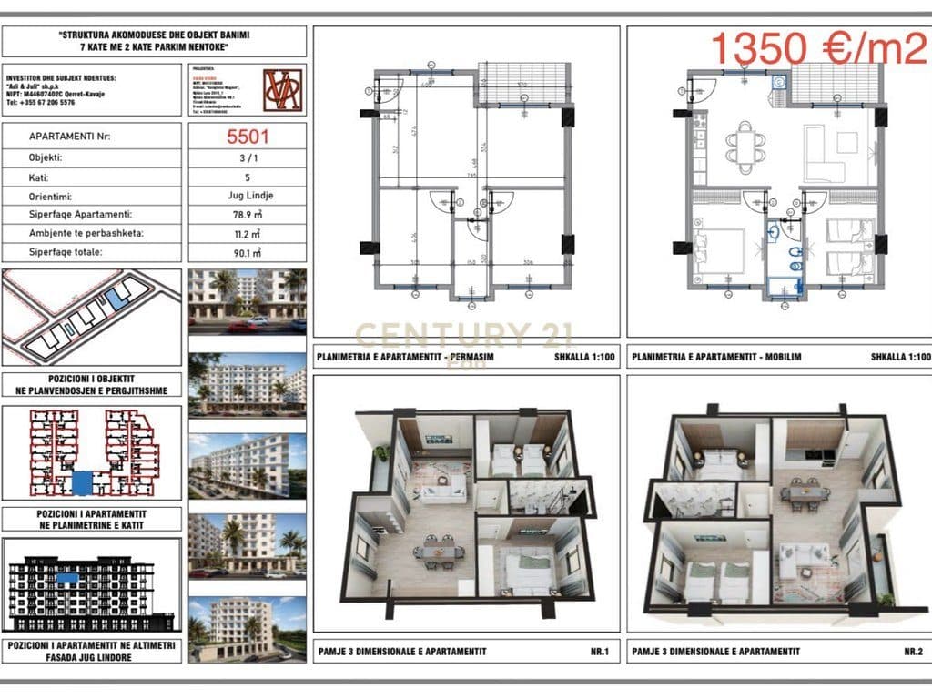 Shitet apartament 2+1 PAMMJE DETI në Rezidencën "Blue Horizon" , Qerret – Pagesë me Këste !