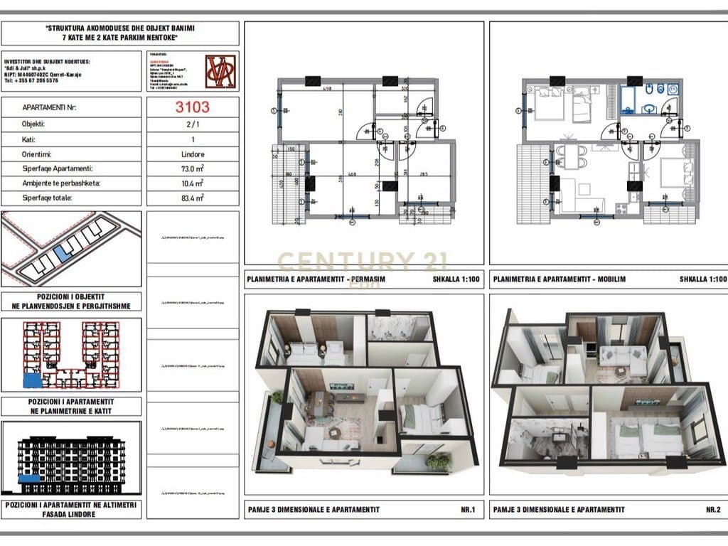 Shitet apartament 2+1 në Rezidencën "Blue Horizon" , Qerret – Pagesë me Këste !