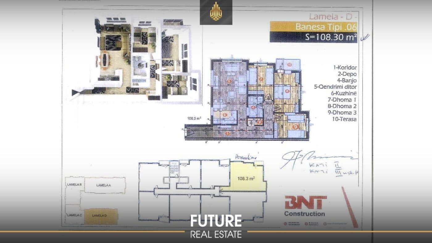 Banesa në SHITJE/ 1+3 Dhoma gjumi - 108.30m2, Fushë Kosovë