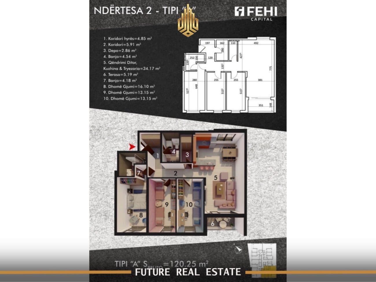 Banesë në SHITJE – 3 Dhoma gjumi – Prishtinë – Kalabri (Emshir) – Fehi Capital