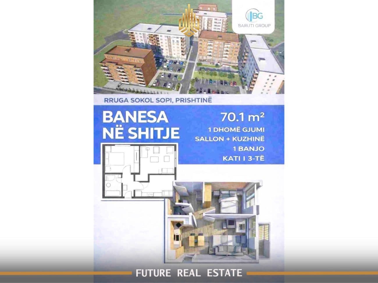 Banesë për Shitje – 1 Dhomë Gjumi – Prishtinë – Mati 1.