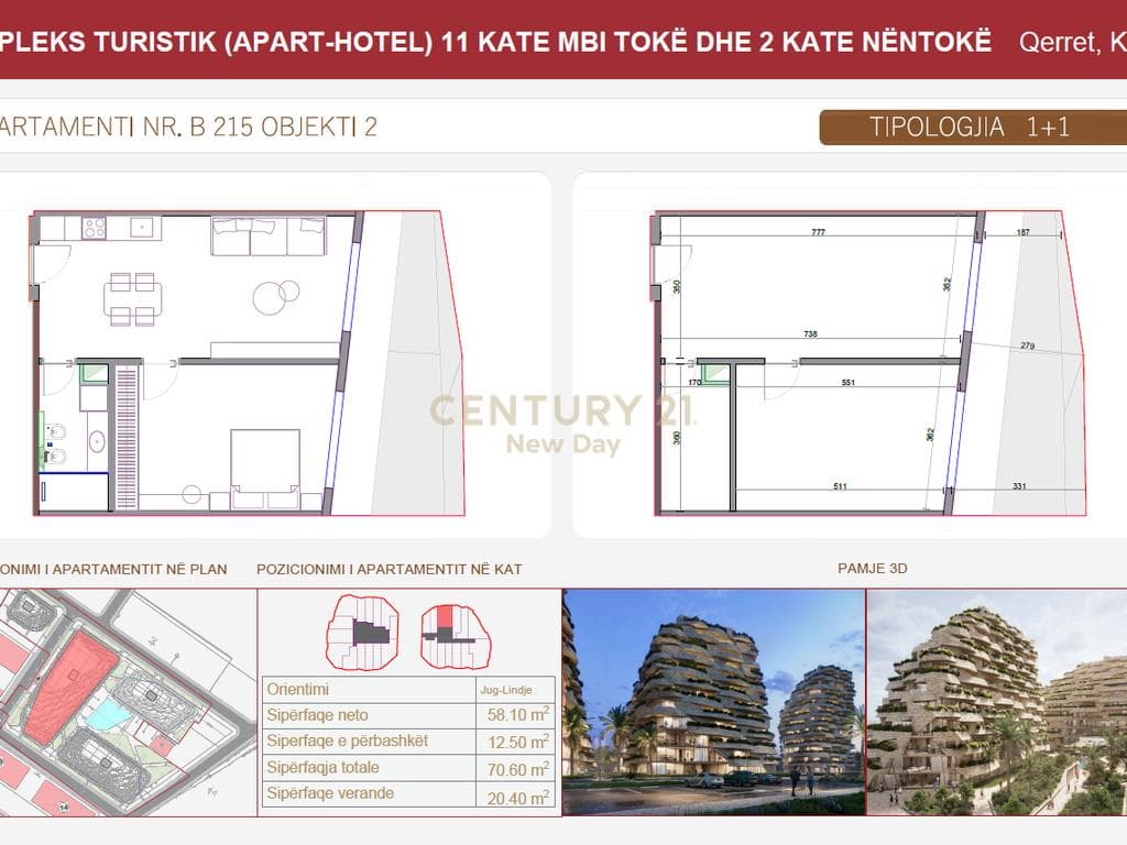 SHITET APARTAMENT 1+1 ME VERANDE - SEASTRA RESIDENCE - QERRET! 3