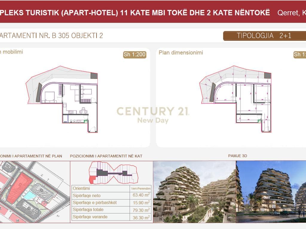 SHITET APARTAMENT 2+1 ME VERANDE - SEASTRA RESIDENCE - QERRET! 2