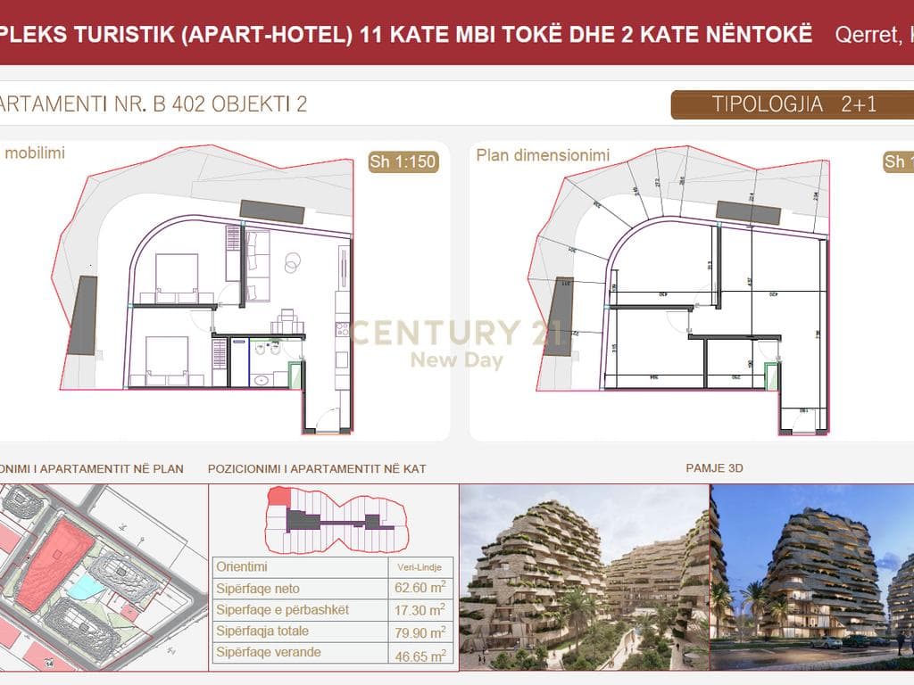 SHITET APARTAMENT 2+1 ME VERANDE - SEASTRA RESIDENCE - QERRET! 3