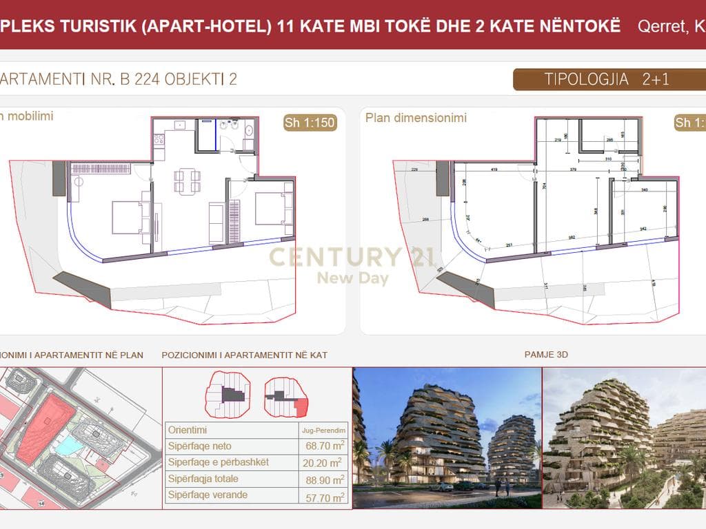 SHITET APARTAMENT 2+1 ME VERANDE - SEASTRA RESIDENCE - QERRET! 3