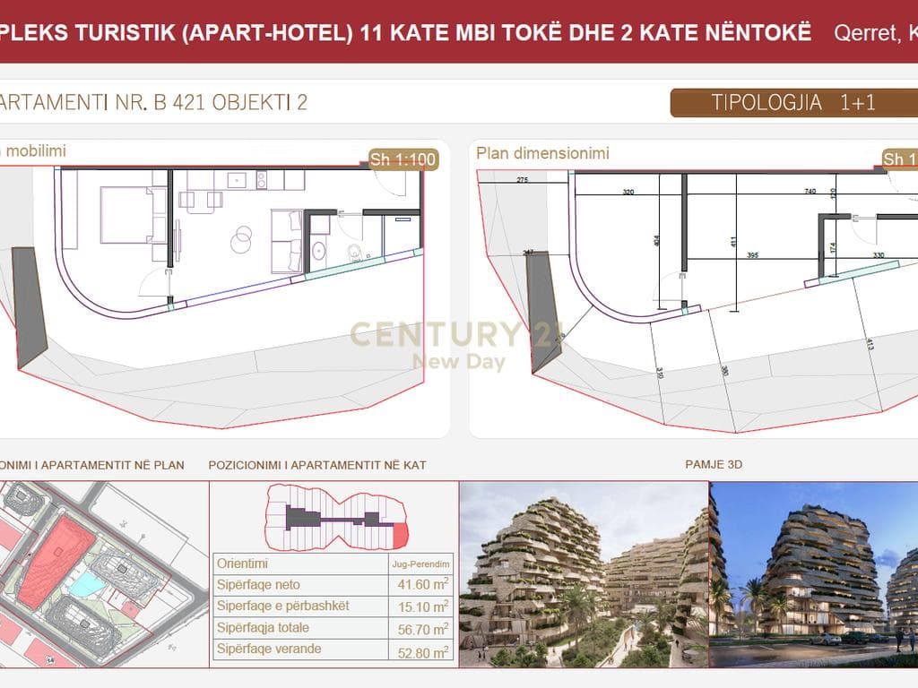 SHITET APARTAMENT 1+1 ME VERANDE - SEASTRA RESIDENCE - QERRET! 3