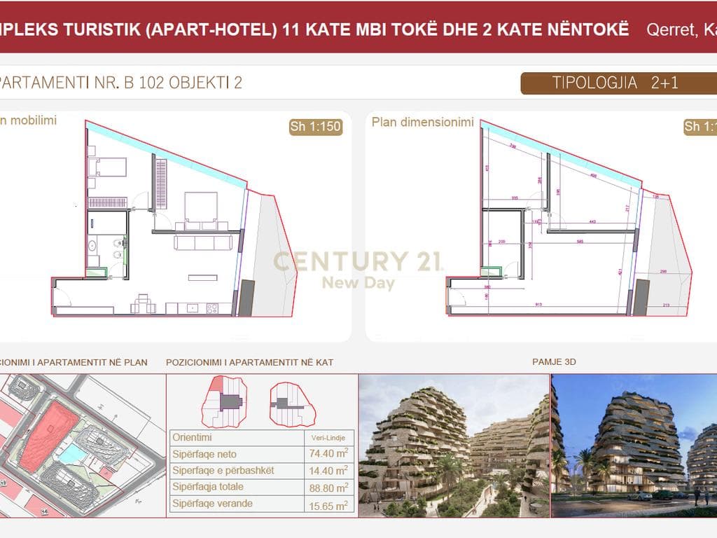 SHITET APARTAMENT 2+1 ME VERANDE - SEASTRA RESIDENCE - QERRET! 3