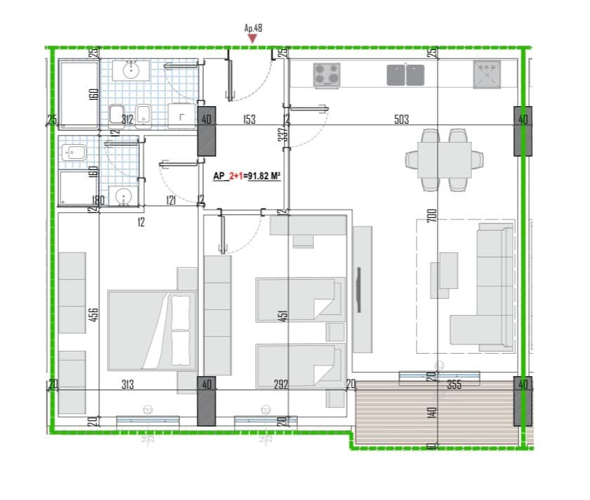 Tipologji apartamentesh 2+1 për shitje (kati i gjashtë banim) pranë Universitetit Bujqësor, Kamëz! 2